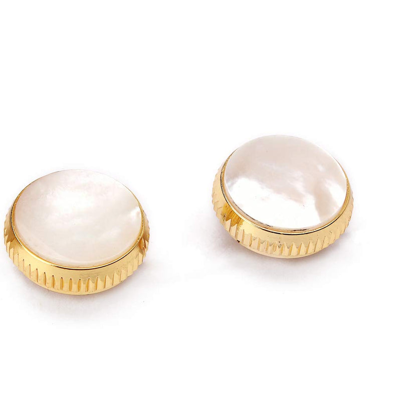 Alnicov Gold Plated White Shell Inlays Trumpet Finger Buttons for Trumpet Replacement Set of 3