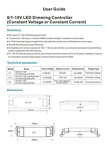 [AUSTRALIA] - 0/1-10V 1CH 8A Dimmable Switches Led Driver 1 Channel 0-10V Constant Voltage LED Dimmer Led Dimming Controller PWM Led Dimmer 5-36V 