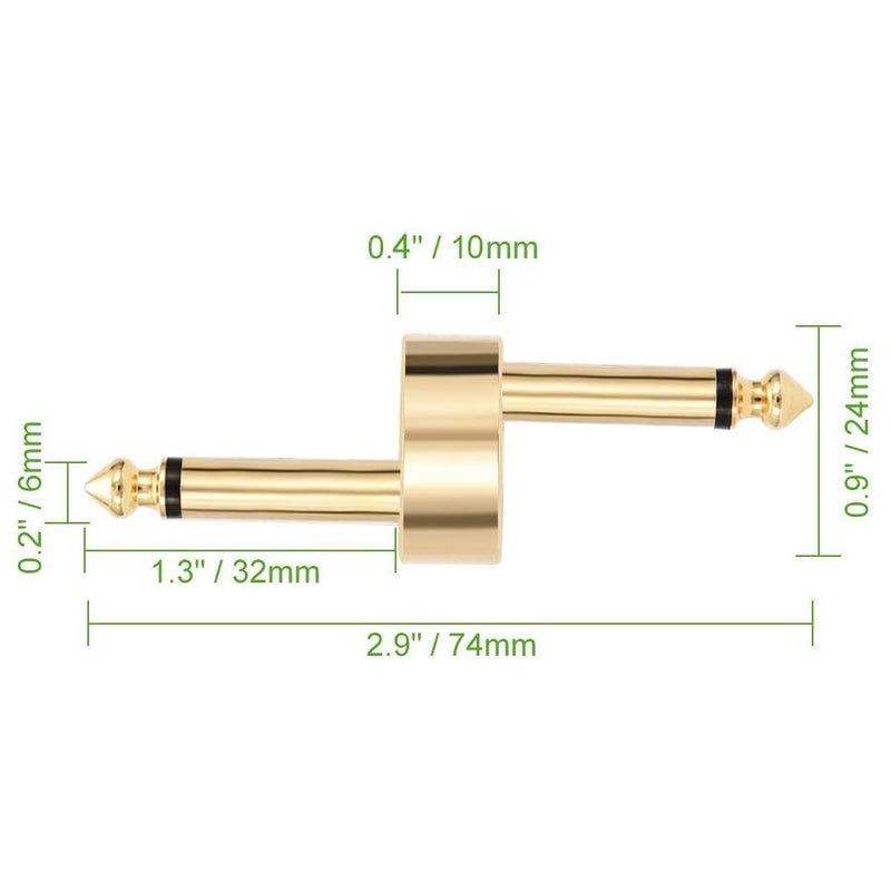 [AUSTRALIA] - OTraki 1/4 Inch Pedals Coupler Z Type 6.3mm Guitar Pedal Connectors 4 Pack TS Copper Male Connector for Effect Pedalboard Space Saving Gold 