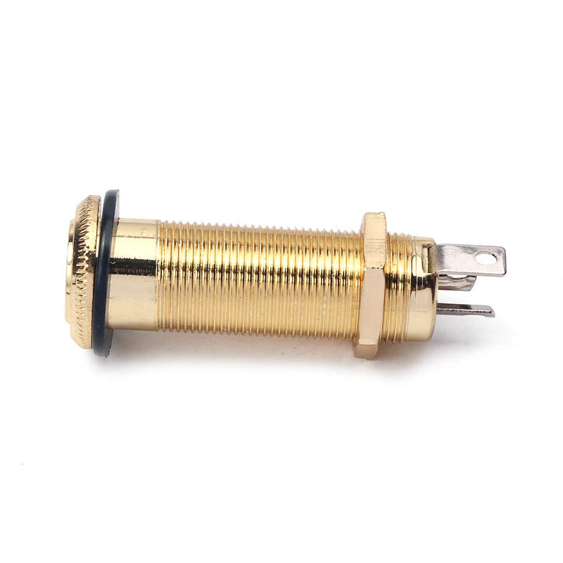 Alnicov Stereo Copper Guitar Bass Barrel Jack Cylinder Input/Output Jacks 4 Pins Gold