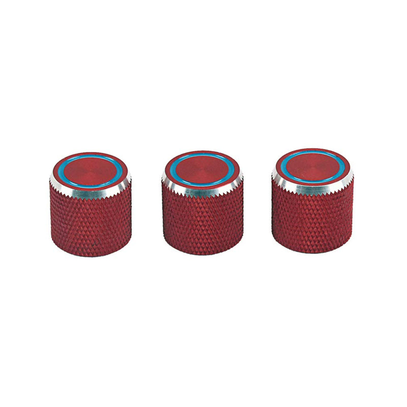 SUPVOX 3pcs Metal Guitar Knobs with Red Top and Blue Ring Guitar Volume Tone Control Knobs for Electric Bass Guitar Replacement Parts