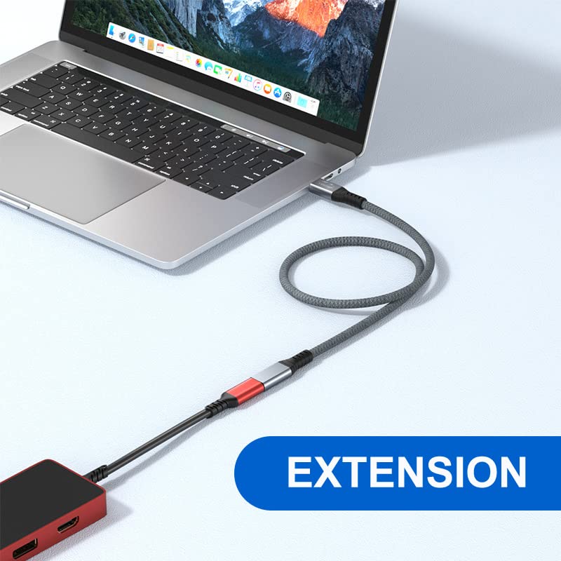 cablecc USB-C USB 3.1 Type-C Male to Female Extension Data Cable 10Gbps 100W with Sleeve for Laptop Phone 20CM Straight -20cm