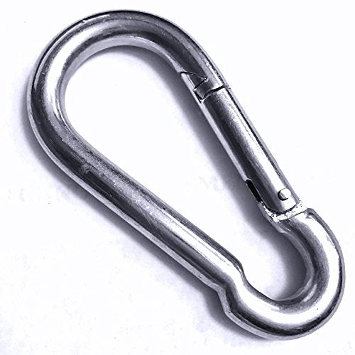 (Pack of 2) Steel Snap Eye Link Spring Hooks - 3/8" / 10 mm - 4 x 2" - Heavy Duty Multipurpose Carabiners. Not for Lifting use.