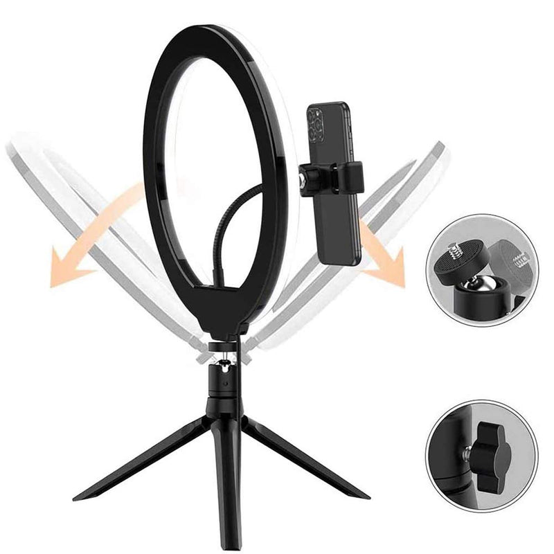 LED Ring Light 10" with Tripod Stand & Phone Holder for Live Streaming & YouTube Video, Makeup Ring Light, Dimmable Desk Makeup Ring Light for Photography, Shooting with 3 Light Modes