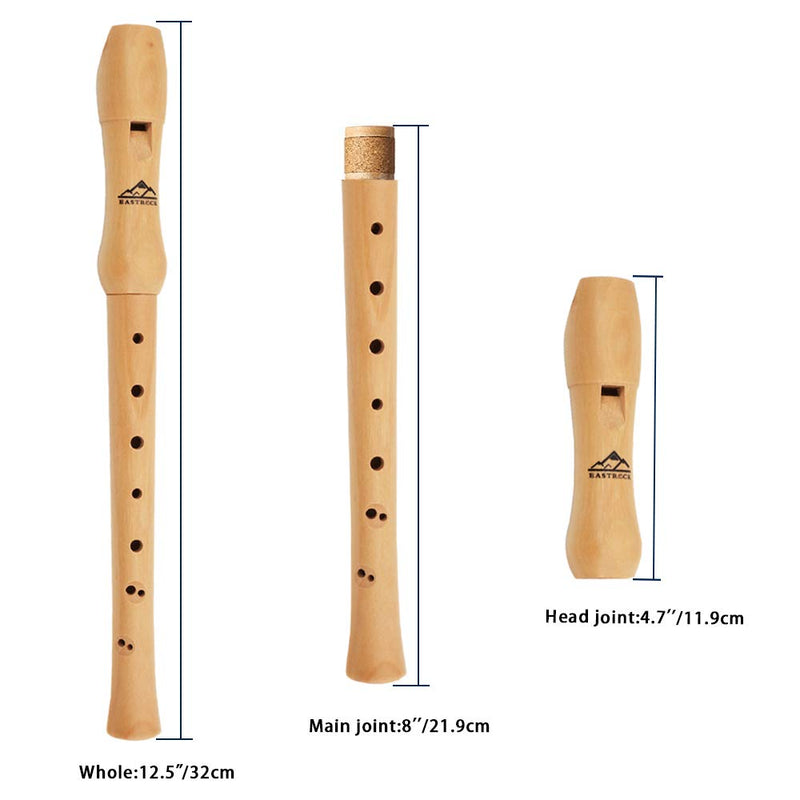 Eastrock Recorder Instrument for Kids Adults Beginners Soprano Recorder Baroque Maple Wood C Key 2 Piece Recorder With Hard Case,Joint Grease And Cleaning Kit Baroque Style