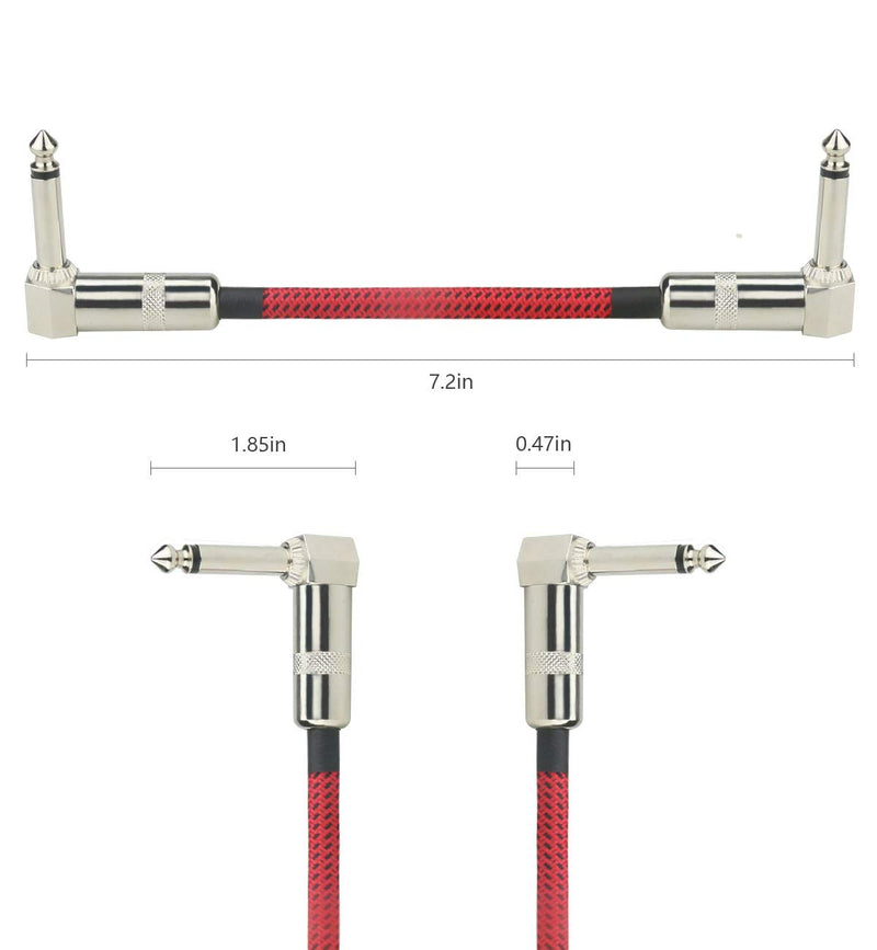 [AUSTRALIA] - Jhua Electric Guitar Patch Cable 6 Inch - 1/4 Inch Right Angle Plug, Guitar Effect Pedal Cables with Tweed Woven Jacket Instrument Cable for Guitar Bass Equalizer Effectors Microphone Mixer - 6 Packs 