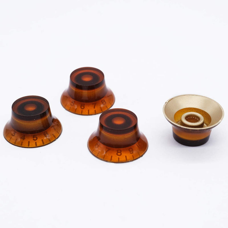 mxuteuk 4pcs Amber Electric Guitar Bass Top Hat Knobs Speed Volume Tone AMP Effect Pedal Control Knobs KNOB-S17