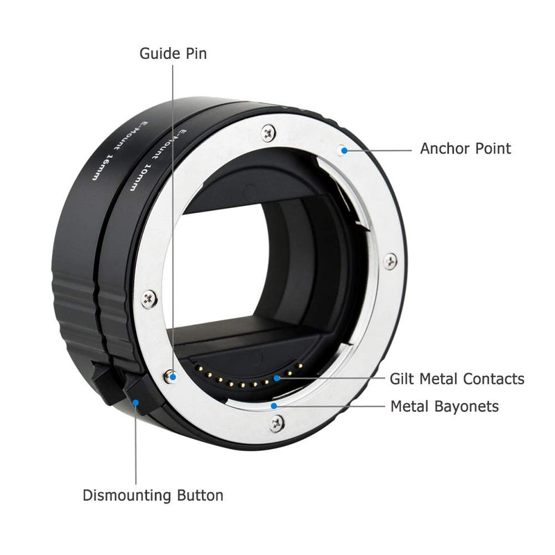 Auto Focus Marco Extension Tube Adapter Set for Sony E Mount Camera A1 A7C A7RIV A7RIII A7III A7RII A7II A7R A7 A7SIII A7SII A7S A6600 A6500 A6400 A6300 A6100 A6000 A5100 A9II A9 w/Body Rear Lens Cap