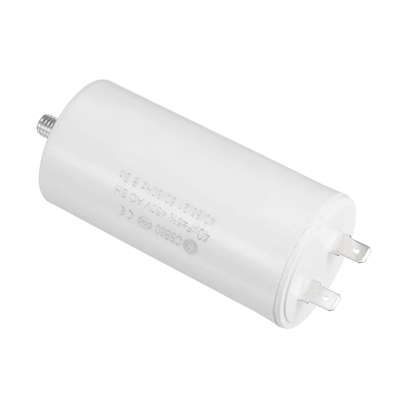 uxcell CBB60 Run Capacitor 40uF 450V AC Single Insert 50/60Hz Cylinder 92x45mm White with Fixing Stud for Air Compressor Water Pump Motor