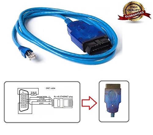 AntiBreak ENET Ethernet Cable R45J Bule OBD OBDII OBD2 Interface Coding f-Series Cable use for Compaitble with INPA E-SYS