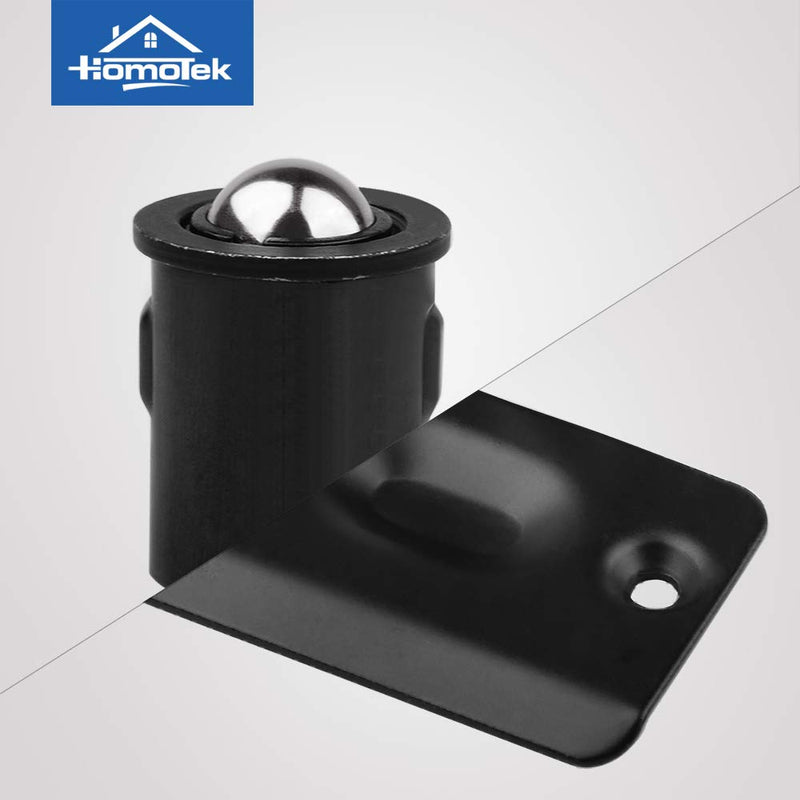 HOMOTEK 4 Pack Drive in Ball Catch with Strike Plate for Closet Doors, Black, 13/16 Inch x 1-1/8 Inchs,Die-cast, Adjustable Tension Ball