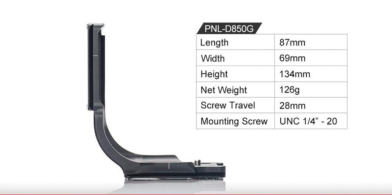 SUNWAYFOTO PNL-D850G Dedicated L-Bracket with Battery Grip for Nikon D850 Camera Arca/RRS compatible Sunway