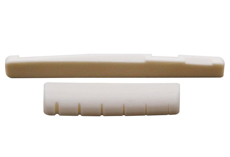Blisstime 2 Sets 4pcs 6 String Acoustic Guitar Bone Bridge Saddle and Nut Made of Real Bone