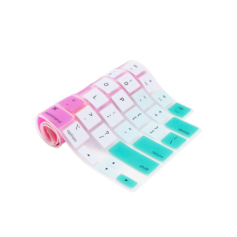 MMDW Silicone Keyboard Cover for MacBook 2023 15Air A2941/2023 Pro14 A2779/Pro16 A2780/2022 Air 13 M2 A2681/2021 Pro 14" 16" A2442 A2485 & MacBook Air/Pro Retina, 13-13.3" Notebook Rainbow