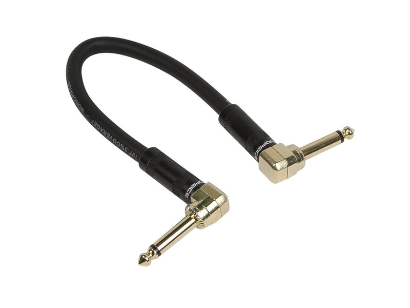 [AUSTRALIA] - Monoprice Premier Series 1/4 Inch (TS) Guitar Pedal Patch Cable Cord - 8 Inch - Black with Right Angle Connectors 
