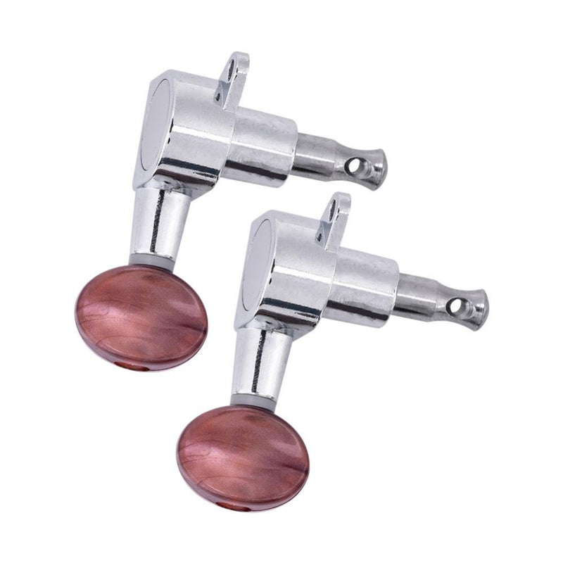 Ukulele String Tuning Pegs, 2L2R Silver Enclosed Locking Tuners Red Round Machine Heads for Ukulele 4 String Guitars