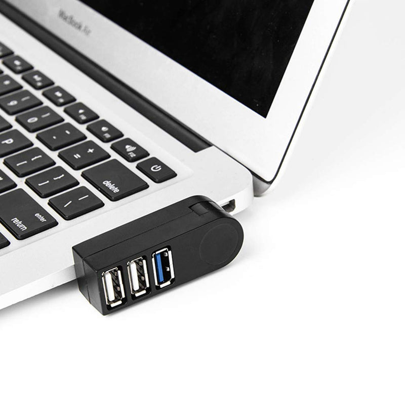 JJ&D USB 3.0 Hub for Mac and Windows OS 3 Port Mini Portable Fast High Speed Bus Powered Data USB Hub Transfer (Compatible with Windows, macOS & Linux, USB 2.0 Backwards Compatible) (Black) black
