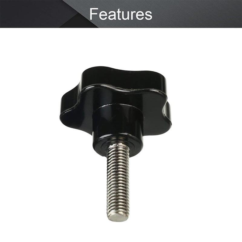 Othmro 5Pcs M12 Black Handle 65mmx40mm Galvanized Star Head Male Screw Type Clamping Knob Star Knobs Five Star Handle Threaded Knobs for Saw Drill Press Lathe Routing Jigs(Without Washer) M12x65x40，5pcs
