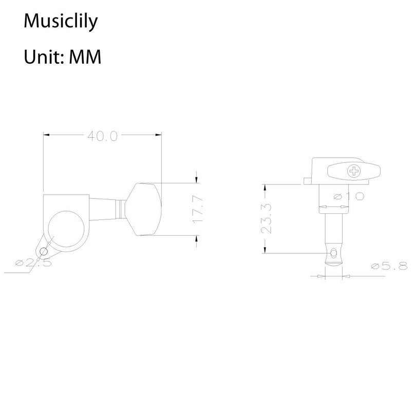 Musiclily 6-in-line Sealed Electric Guitar String Tuning Pegs Keys Machine Head Tuners Set Right Hand for Fender Strat Stratocaster Tele Telecaster Guitar, Black Small Button Black