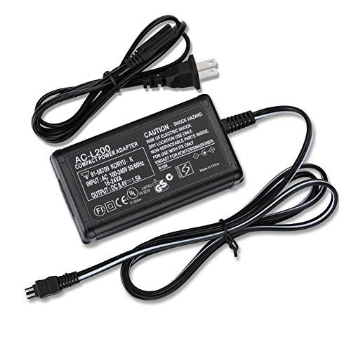 AC-L200 AC Power Adapter Charger Compatible Sony Handycam Camcorder DCR-SX40 DCR-SX41 DCR-SX44 DCR-SX45 SX60 SX63 SX65 SX83 SX85 DCR-CX190 HDR-CX210 HDR-CX220 CX330 CX380 CX390 CX625 CX230 CX675