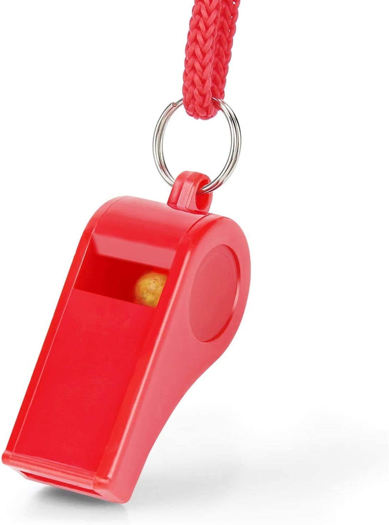 Fya 12PCS Red Emergency Whistle with Lanyard, Super Loud Plastic Whistles Bulk Perfect for Self-Defense, Lifeguard and Emergencies