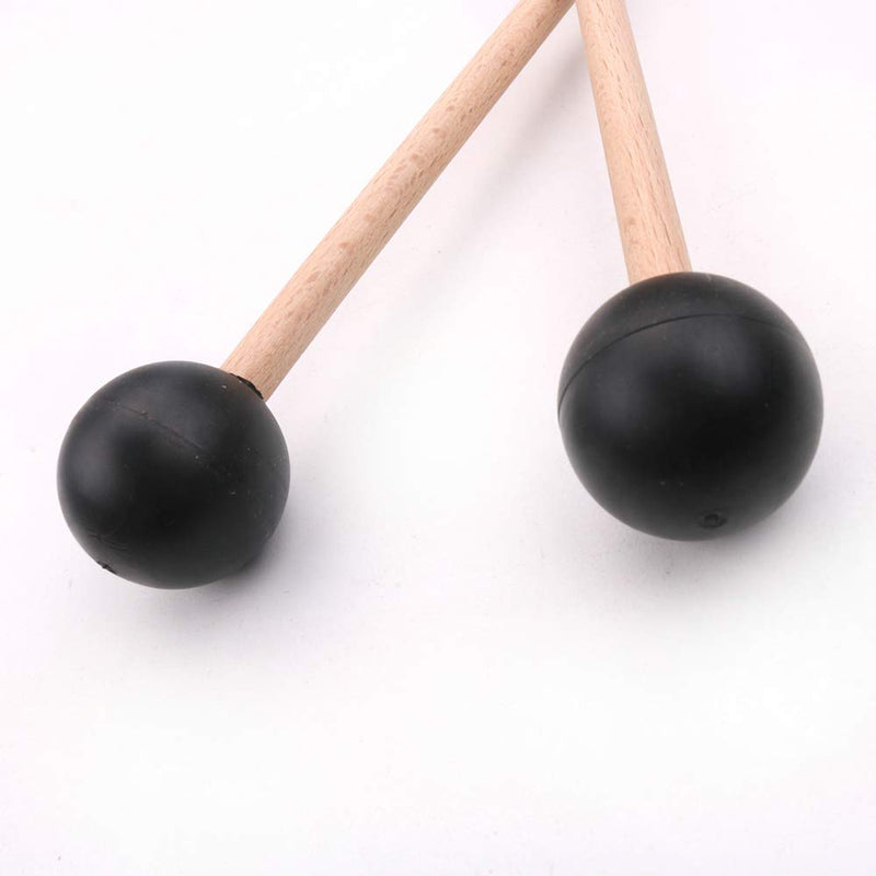 MUPOO 1-Pair 15Inch Black Plastic Head Mallet Percussion Bell Mallets Sticks with Wooden Handle Music Accessories