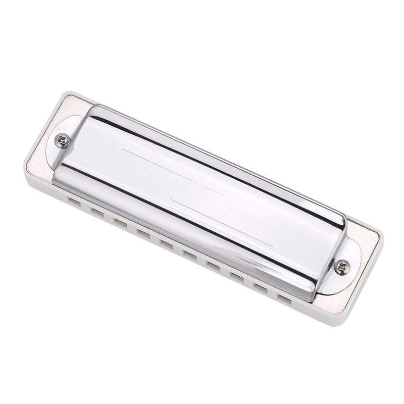 KONGSHENG AM-20D Key of C Phosphor Bronze Reed 10 Hole 20 Tone Blues Harmonica Suitable for Beginners, Kids and Adults.(white) white