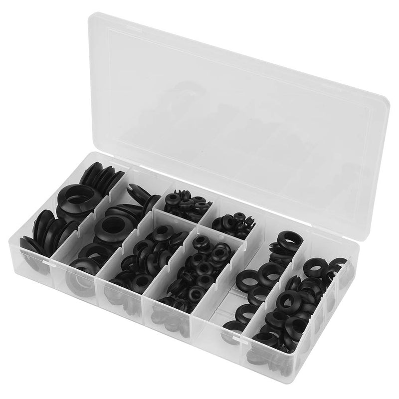 [AUSTRALIA] - 200Pcs Rubber Grommet Set Eyelet Ring Gasket Assortment Electrical Conductor Gasket Sealing Ring with See-Through Organizer Case 
