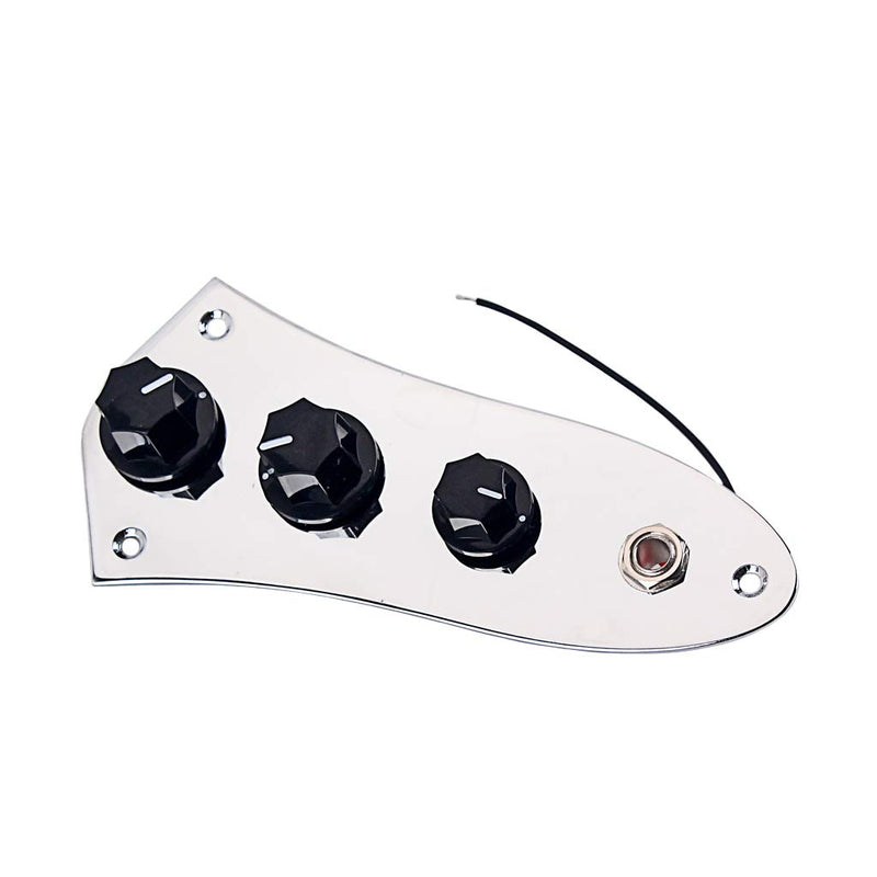 Alnicov Prewired Bass Guitar Pickup Set Plus Control Plate System With Black Cap For Fd Jazz Bass J Style Bass Guitar