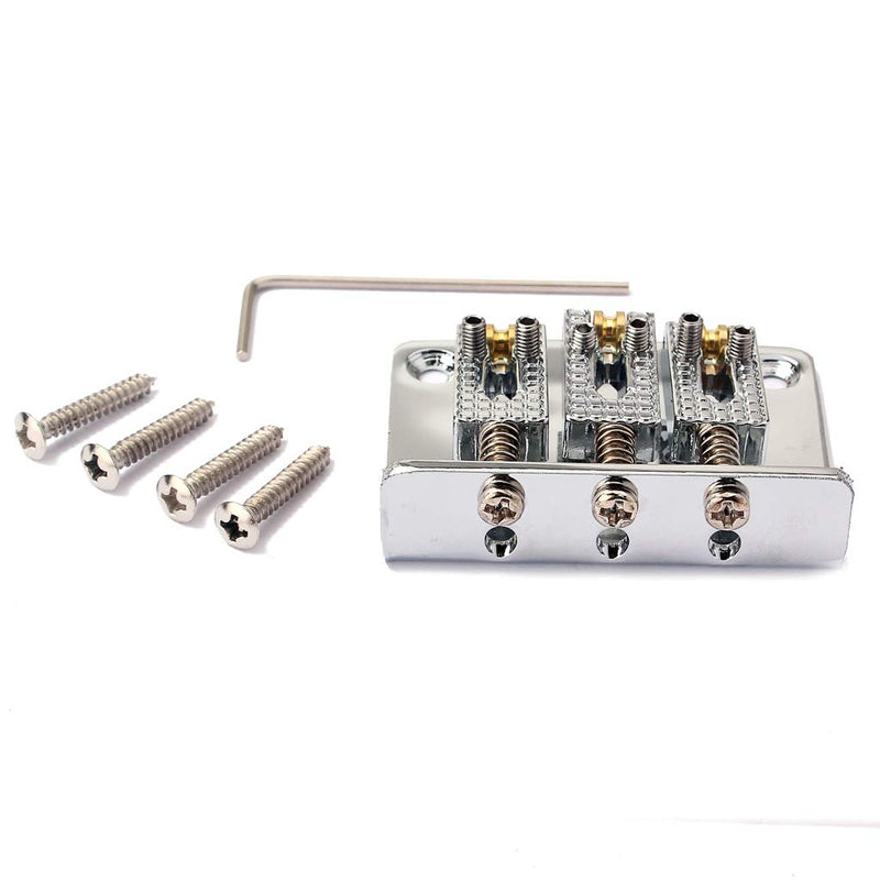 Alnicov Cigar Box Guitar Parts: 3-string Chrome Hard-tail Adjustable Bridge