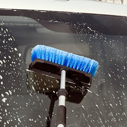 Unger Professional HydroPower Soft Brush Head with Squeegee, 10" Soft Wash Brush with Squeegee