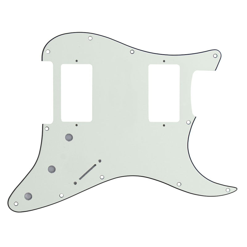 IKN 2 Humbucker Cut Pickguard HH Strat Guard and Tremolo Spring Back Plate for Americian Standard Stratocaster Guitar, 3-Ply Ivory White