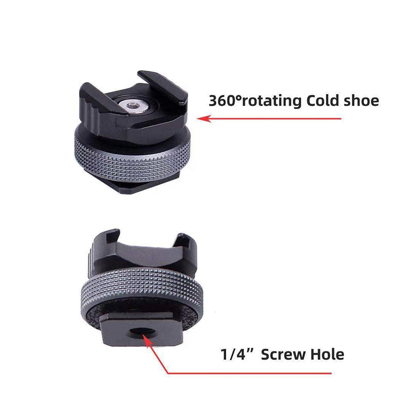 Arnarkok Rotatable Cold Shoe Mount Adapter for Phone Tripod Mount w Cold Shoe, DSLR Camera, Camera Cage Light Mount, LED Monitor Mount, Flash Hot Shoe Adapter, On-Camera Mic for Vloggers(2 Packs)
