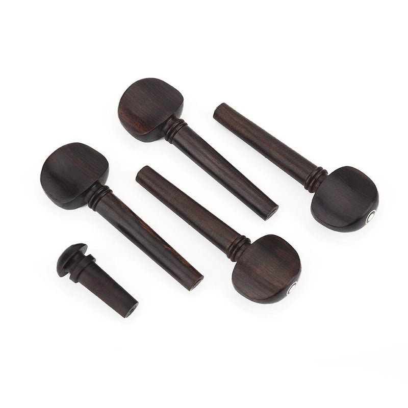 4Pcs Violin Tuning Pegs Ebony Wood Tuning Pegs with Endpin for 4/4 Violins Instruments Replacement