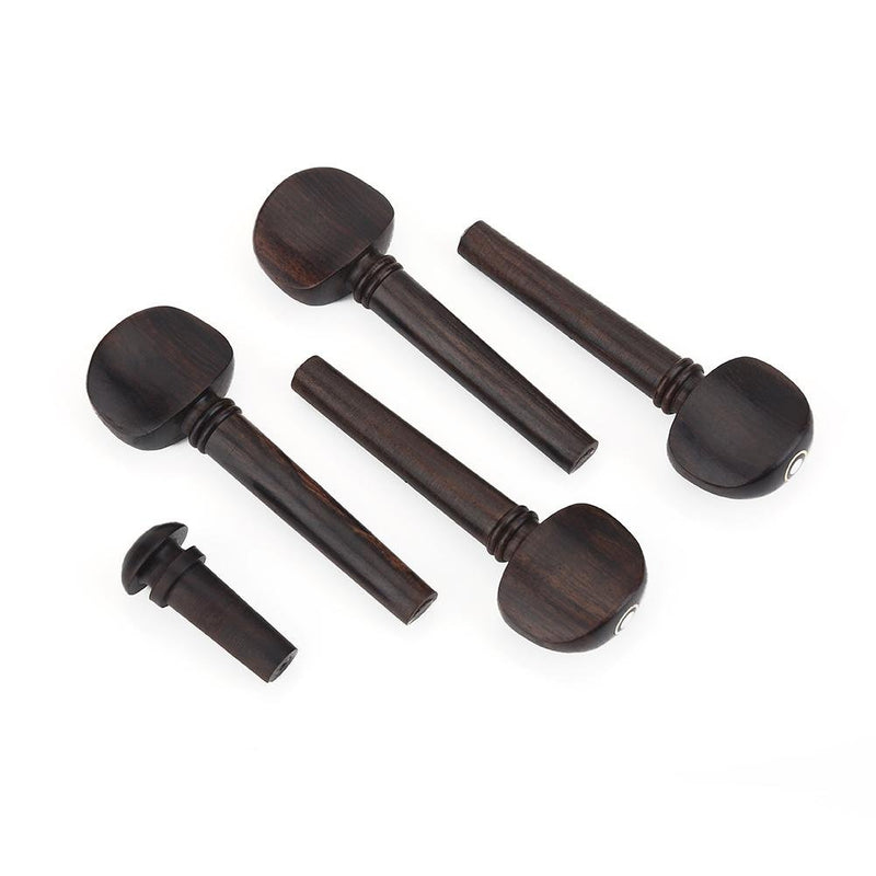 Vbest life Violin Tuning Pegs, Ebony Tuning Pegs with Endpin Set Replacement Parts for 4/4 Violins Musical Instruments