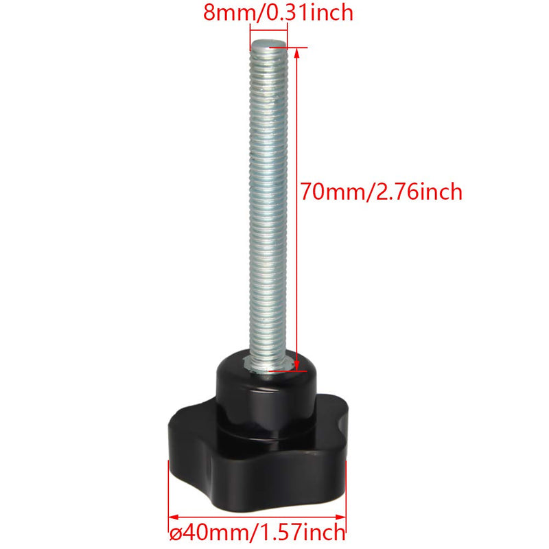 Aicosineg M8 x 70mm Male Thread 40mm Dia Star Knobs Grips Handle Hardware Zinc Stud Replacement for Industry Mechanical Equipment Furniture Black Tone 4pcs M8 40*70mm 4pcs