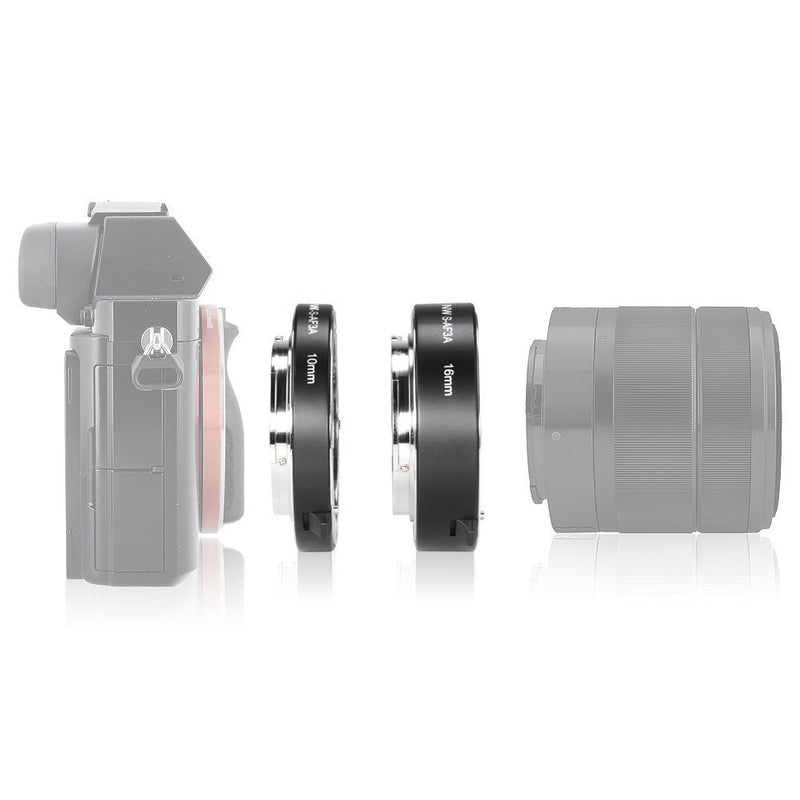 Fotga Electronic Autofocus Macro Extension Tube 10mm+16mm Set for Sony E-Mount A1 A7C A6600 A6500 A6400 A6300 A6000 A6100 A6600 A5100 A5000 NEX-C3 A7 A7R A7S II III IV A9 II Mirrorless Camera For Sony E mount Camera