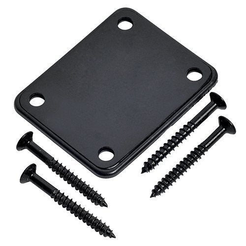 Timiy Electric Guitar Neck Plate with Screws for Strat Tele Guitar Precision Jazz Bass Replacement 2 Sets (Black)