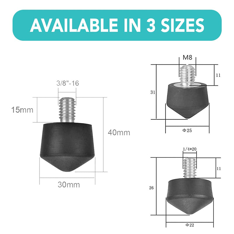 [AUSTRALIA] - Foto&Tech 3 Pieces Universal Anti Slip Rubber Tripod Feet Compatible with Benro Gitzo Induro Kingjoy Manfrotto, Thread Tripod Foot Replacement for Smooth and Uneven Surfaces (M8) M8 