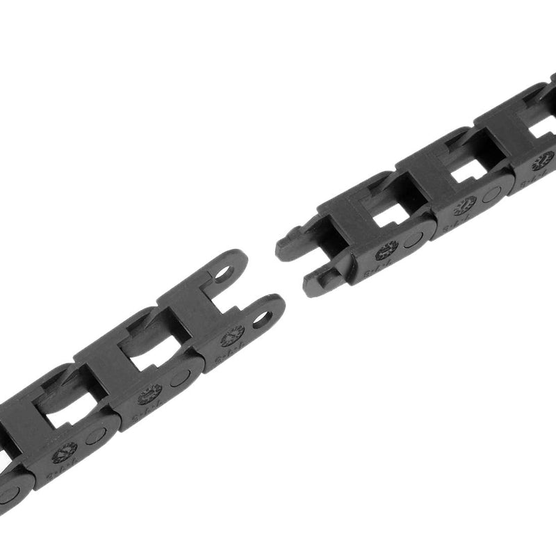 uxcell Drag Chain Cable Carrier Closed Type with End Connectors R15 7X7mm 1 Meter Plastic for Electrical CNC Router Machine Black