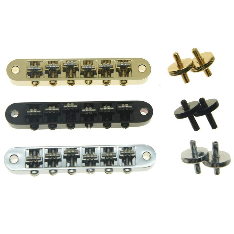 KAISH Gold Guitar Roller Saddle Bridge Tune-O-Matic Bridge For Gibson Les Paul,SG,ES Dot,Gretsch Bigsby Guitar with M4 Threaded Posts