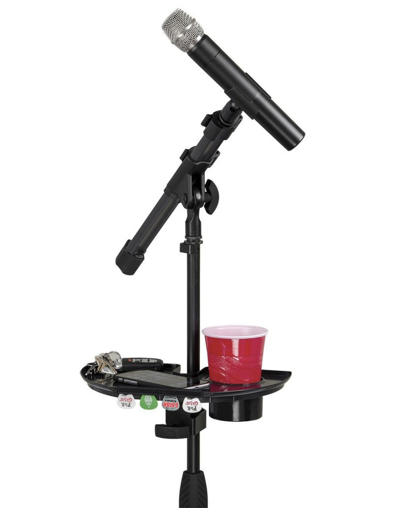 [AUSTRALIA] - Gator Frameworks Microphone Stand Accessory Tray with Drink Holder and Guitar Pick Tab; 12" x 7" (GFW-MIC-ACCTRAY) 