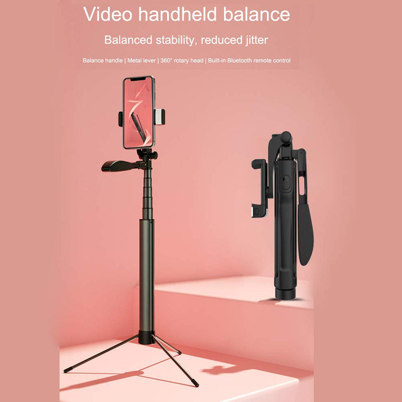 43" Phone Tripod, Portable Selfie Stick Tripod with Bluetooth Remote and Fill Light, Extendable Selfie Stick with Universal Clip, for Android Phone, iPhone, Camera and GoPro 43 inches