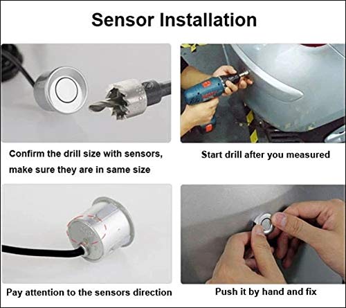 TOTMOX Silver 8 Sensors Car Front and Rear LED Display Reverse Parking Kit Buzzer Alarm Silver Front and Rear