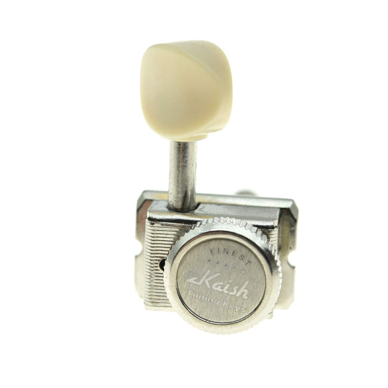 KAISH 6 Inline Guitar Vintage Style Locking Tuners Guitar Tuning Keys Guitar Lock Machine Heads for Strat Tele Nickel with Ivory Button