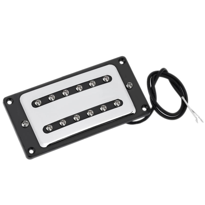 Dilwe Guitar Pickup Cover, Two Slot Metal Case Brass Humbuckers for Electric Guitars Silver