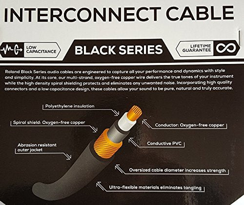 Roland Black Series Interconnect Dual Cable—Rca Connectors, 10Ft / 3M - Rcc-10-2R2R 10 ft/3m