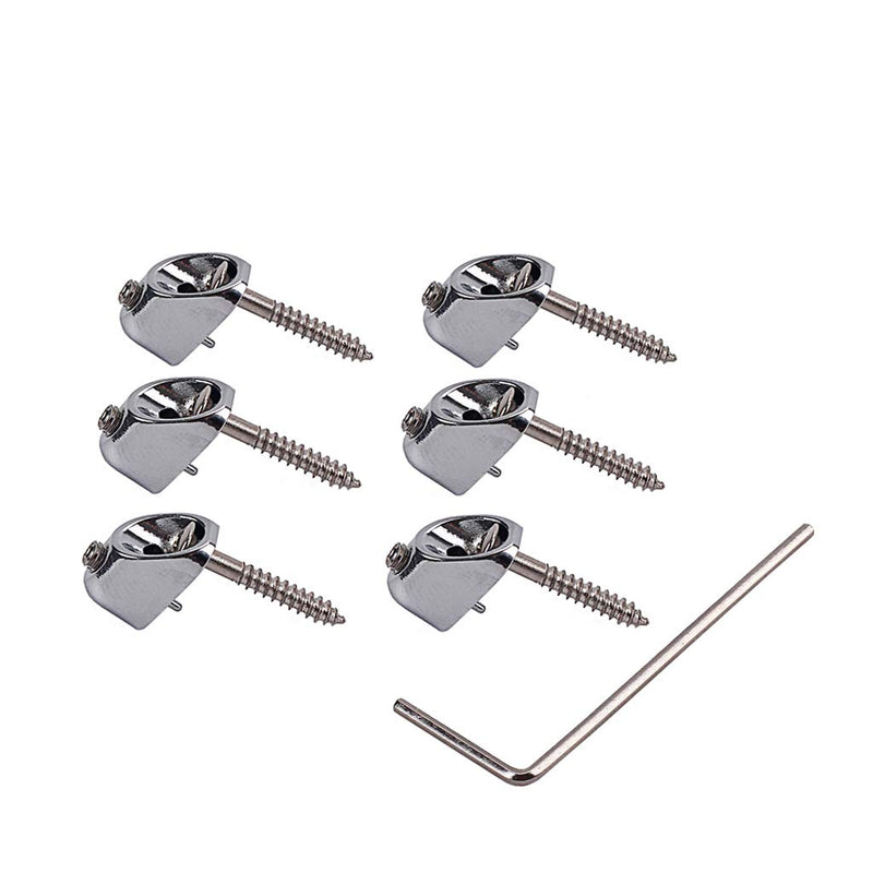 Alnicov Headless Electric Bass Guitar String Nut Set with 1 Wrench 6 Screws for Guitar Parts - Chrome