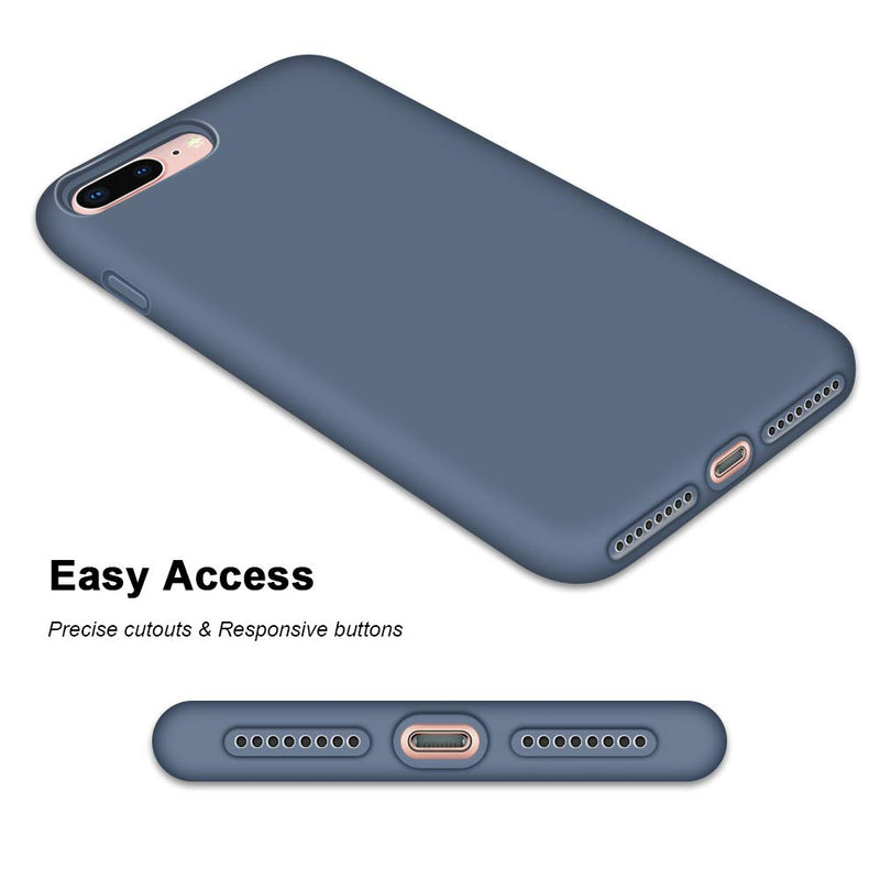 Anuck Case for iPhone 8 Plus Case, for iPhone 7 Plus Case 5.5 inch, Soft Silicone Gel Rubber Bumper Case Microfiber Lining Hard Shell Shockproof Full-Body Protective Case Cover - Blue Gray