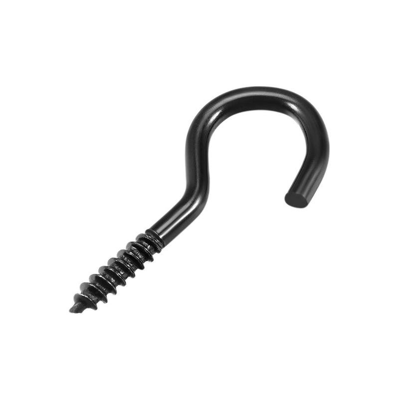 uxcell 1.3" Screw Eye Hooks Self Tapping Screws Screw-in Hanger Eye-Shape Ring Hooks Black 12pcs 1.3"